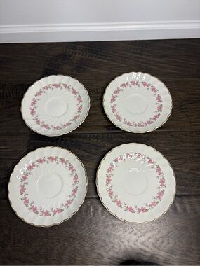 Vintage Myott Pink Petite Saucer Plates Set of 4 Made in England Collectables